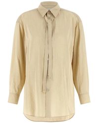 Lemaire - Overhemden ,Wit ,Lang Overhemd Met Knoopdetail - Lyst