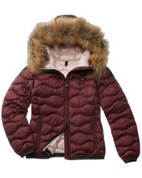 Blauer - Jassen ,Rood ,Nylon Hooded Fur Trimmed Wave Quilted Jacket - Lyst