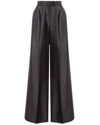 Alberta Ferretti - Fluid Vloeiende Zijden Wollen Broek Met Hoge Taille - Lyst