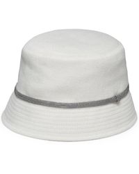 Brunello Cucinelli - Cappelli bianchi con perline in cotone - Lyst
