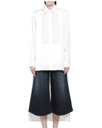 Alaïa - Overhemden ,Wit ,Katoen Asymmetrische Katoenen Popeline Shirt - Lyst
