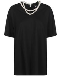 Junya Watanabe - Tops ,Zwart ,Katoen Pearl-Neckline Katoenen T-Shirt - Lyst