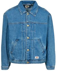Dickies - Jassen ,Blauw ,Denim Trucker Pleated Denim Jacket - Lyst