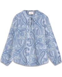 MC2 Saint Barth - Overhemden ,Veelkleurig ,Kasjmier Zijden Voile Kasjmierprint Damesblouse - Lyst