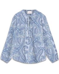 MC2 Saint Barth - Overhemden ,Veelkleurig ,Kasjmier Zijden Voile Kasjmierprint Damesblouse - Lyst