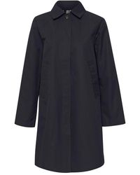 Part Two - Donkerblauwe Jas Met Verborgen Knopen - Lyst