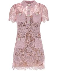 Self-Portrait - Kleedjes ,Roze ,Leer Lace Mini Jurk - Lyst