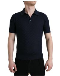 Dolce & Gabbana - Polo t-shirt in seta con colletto - scuro - Lyst