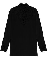 Etro - Overhemden ,Zwart ,Leer Zijden Top - Lyst