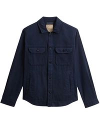 Woolrich - Jassen ,Blauw ,Linnen Linnenmix Safari Overshirt - Lyst