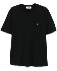 MSGM - Tops ,Zwart ,Katoen Zwart T-Shirt Met Ronde Hals - Lyst