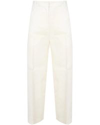 Pinko - Pantalones blancos de mezcla de lino corte recto - Lyst