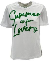 P.A.R.O.S.H. - Tops ,Wit ,Pailletten T-Shirt Met Pailletten - Lyst