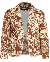 DSquared² - Jassen ,Bruin ,Leer Tailored Blazer With Open Lapels - Lyst