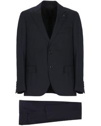 Lardini - Blauer Wollanzug Mit Steigendem Revers - Lyst