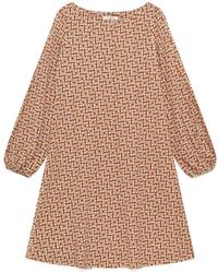 Maliparmi - Kleedjes ,Bruin ,Leer Mini Mouliné Jurk - Lyst