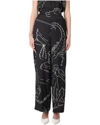 Liviana Conti - Seidenhose Mit Weitem Bein Und Mythologie-Print - Lyst