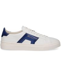 Santoni - Weiß-Blaue Double Buckle Sneaker Für Herren Aus Leder, Größe - Lyst