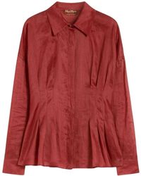 Max Mara - Overhemden ,Rood ,Lange Ramie Canvas Overhemd - Lyst