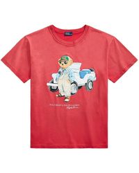 Polo Ralph Lauren - Camiseta de algodón roja con estampado gráfico - Lyst