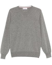 Brunello Cucinelli - Grauer Cashmere Rundhalsausschnitt Pullover Stilvoll Öko - Lyst