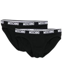Moschino - Ondergoed ,Zwart ,Katoen Slip Brief Bi-Pack - Lyst