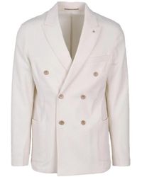 AT.P.CO - Witte Blazer Met Honingraatstof - Lyst