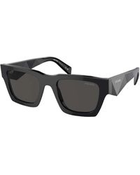 Prada - Quadratische sonnenbrille mit facettierten bügeln und ikonischem logo - Lyst