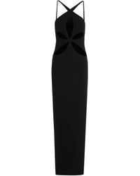 Monot - Kleedjes ,Zwart ,Leer Cutout Halter Maxi Jurk - Lyst