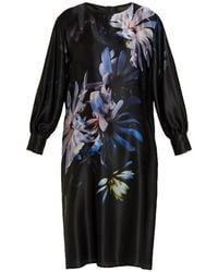 Marina Rinaldi - Seidensatin midi-kleid mit exklusivem print - Lyst