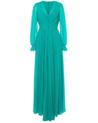 Alberta Ferretti - Abito lungo in seta verde - Lyst