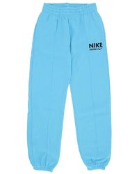 Nike - Fitness ,Blauw ,Katoen Blauwe Fleece Sportkleding Trainingsbroeken - Lyst