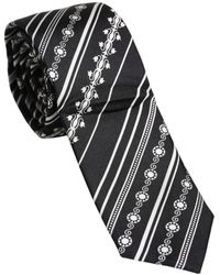 Dolce & Gabbana - Accessoires ,Zwart ,Luxe Zijden Gestreepte Stropdas - Lyst