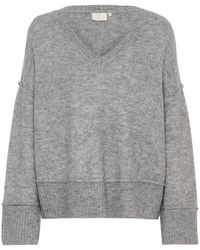 Kaffe - Grau melange strickpullover pullover - Lyst