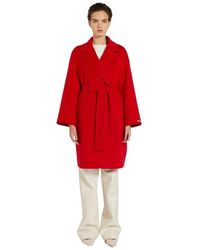 Marella - Jassen ,Rood ,Wol Belted Coat - Lyst