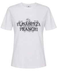 Elisabetta Franchi - Baumwoll-Jersey T-Shirt Mit Frontdruck - Lyst