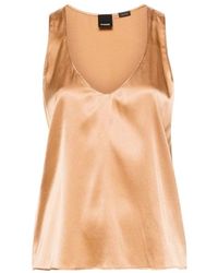 PINKO - Top De Seda Marrón Eleva Estilo, Mujer, Talla - Lyst