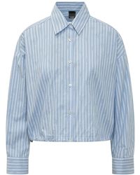 Pinko - Overhemden ,Blauw ,Katoen Cammie Cropped Shirt - Lyst
