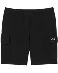 Lacoste - Korte Broeken ,Zwart ,Katoen Cotton Fleece Cargo Shorts - Lyst