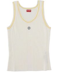 KENZO - Tops ,Wit ,Polyester Shirt Met Applicatie-Logo Met Ronde Hals - Lyst