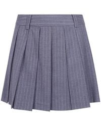 DUNST - Rokken ,Grijs ,Polyester Geplooide Minirok Met Strepen - Lyst