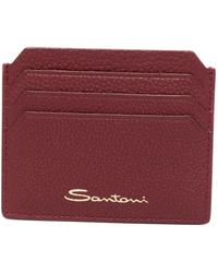 Santoni - Accessoires ,Rood ,Leer Tumbled Leather Credit Card Holder - Lyst