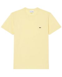 Lacoste - Tops ,Geel ,Katoen Pima Katoenen T-Shirt - Lyst