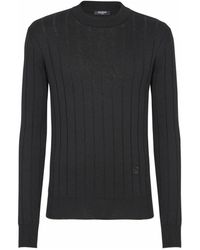 Balmain - Strickpullover Mit Pb-Logo Aus Baumwolle Und Seide - Lyst