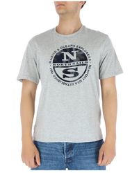 North Sails - Tops ,Grijs ,Katoen Wit Print T-Shirt Korte Mouwen Ronde Hals - Lyst