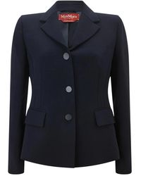 Max Mara - Jassen ,Blauw ,Leer Blazer Colibri - Lyst