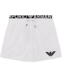 Emporio Armani - Weiße swim boxer mit logo band und taschen mit gesticktem adler - Lyst