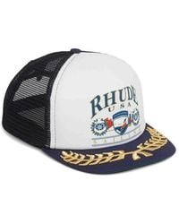 Rhude - Embroidered-Logo Mesh-Back Trucker Hat - Lyst