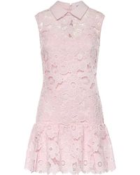 Self-Portrait - Kleedjes ,Roze ,Leer Lace Collared Mini Dress - Lyst