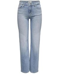ONLY - Jeans ,Blauw ,Katoen Onlblush Mid Waist Straight Fit Jeans - Lyst